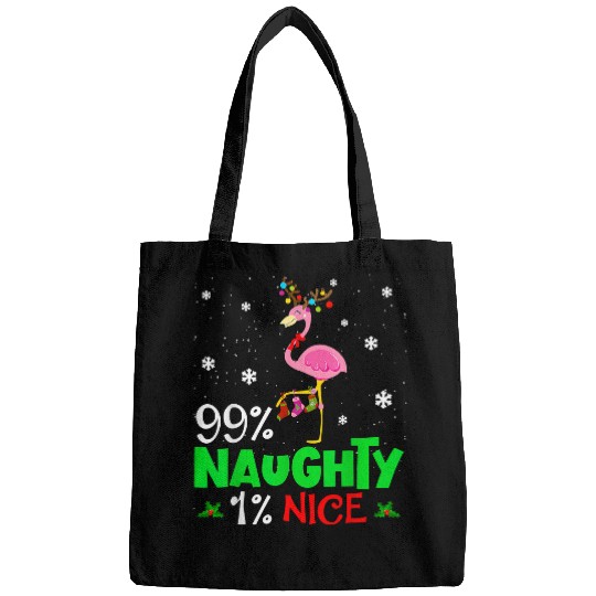 Pink Flamingo Naughty or Nice Christmas Flamingo Humor Quote xmass 67 Flamingos Bags