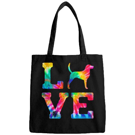 Love English Foxhound Tie Dye Dog Mom Dad Bags