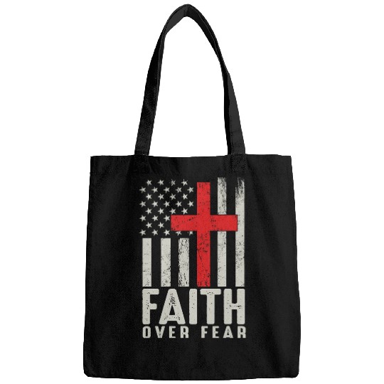 Christian Jesus Christ Christian Jesus Faith Over Fear Cool American USA Flag Christian Cross Jesus 63 Bible Verse Christ Bags
