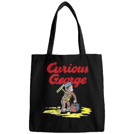 curious george window cleaner portrait logo Bags