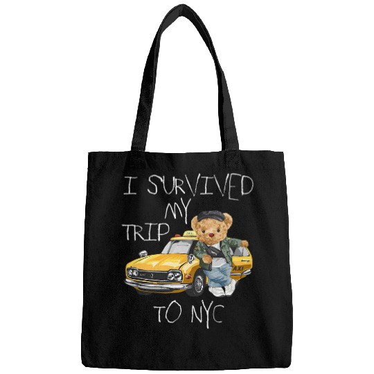 Funny Bear I Survived My Trip to NYC Taxi Cute Bears Bags