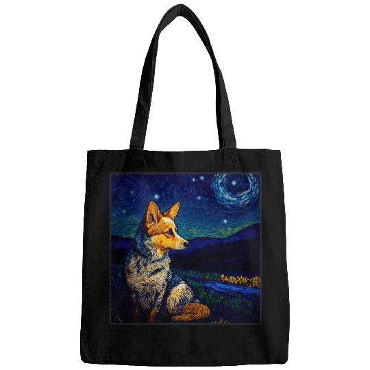 Surrealism Starry Night Jackal dog Bags