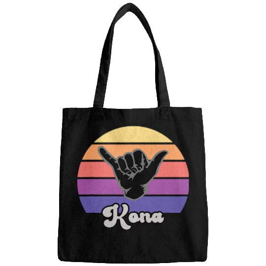 Surf Life Kona Hawaii HI Retro Shaka vintages Surfer Surfing Hang Loose Bags