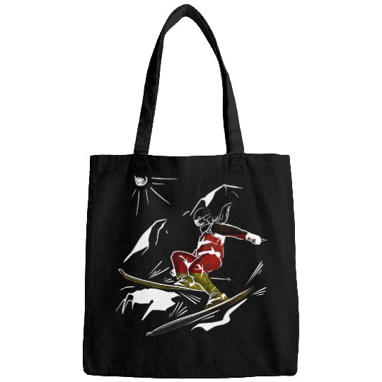 Skiing Ski skiing mountains snow with Germany flag Bags