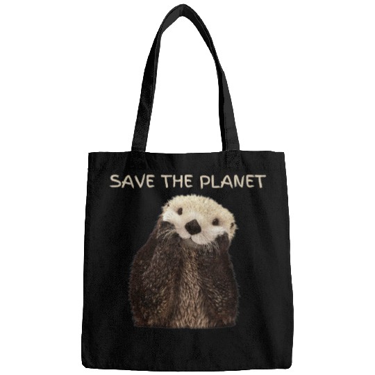 Otters Save The Planet Cute Adorable Sea Otter Bags