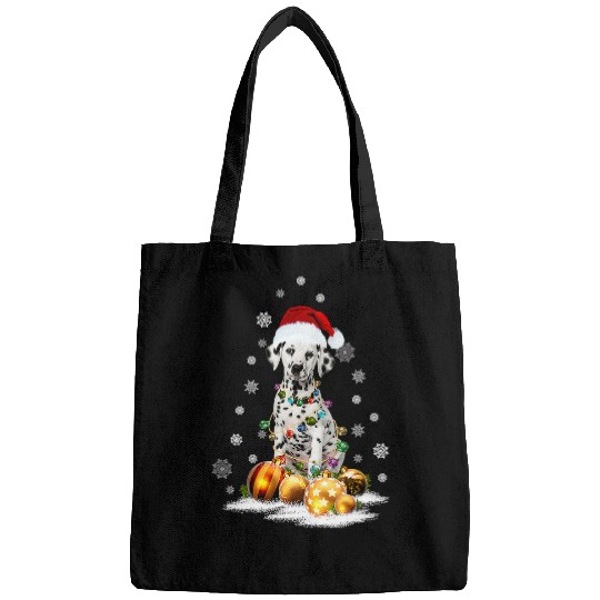 Dalmatian Christmas Lights Santa Reindeer Dog Lovers 53 Dog Lover Dalmatians Dog Bags