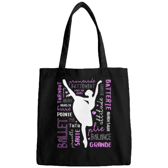 Ballet Terms Typography Ballerina Silhouette Word Art Gift Bags