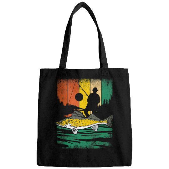 Fishing Retro Walleye Fishing Freshwater Fish Fisherman Angler Fisher Bags