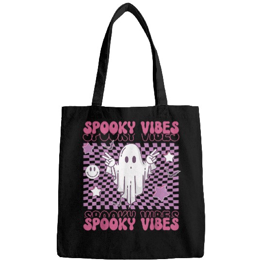 Groovy Retro Spooky Vibes Cute ghosts Spooky Season Halloween 52 Bags