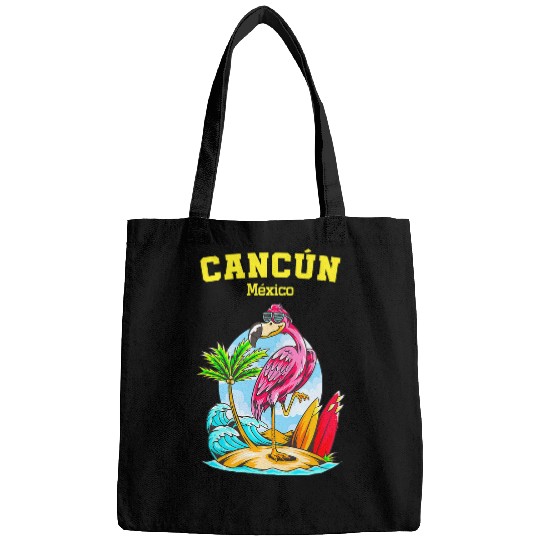 Cancun Beach Flamingo Ocean Wave Surfboard Bags