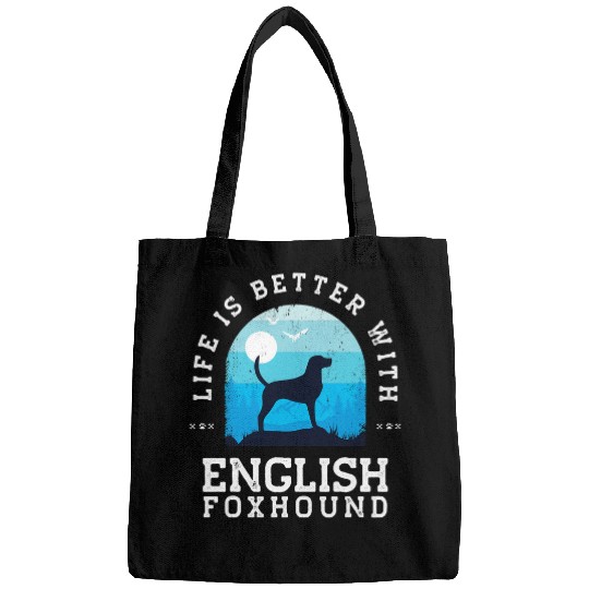 Life Better English Foxhound vintages Blue Dog Mom Dad Bags