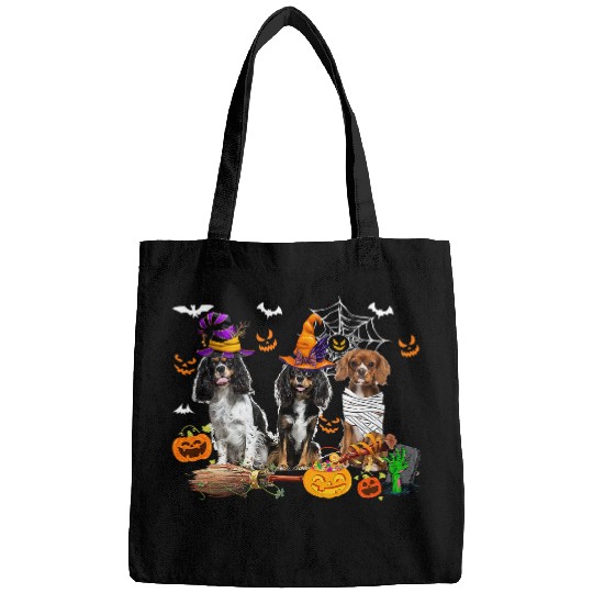 Three Cavalier King Charles Spaniel Dogs Mummy Witch Lover Bags