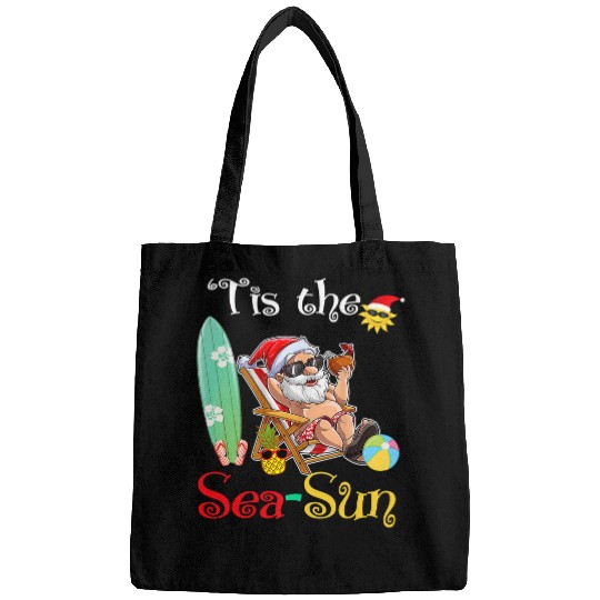 Surf Life Santa Surf Flamingo Float Tis the SeaSun Christmas In July Bags