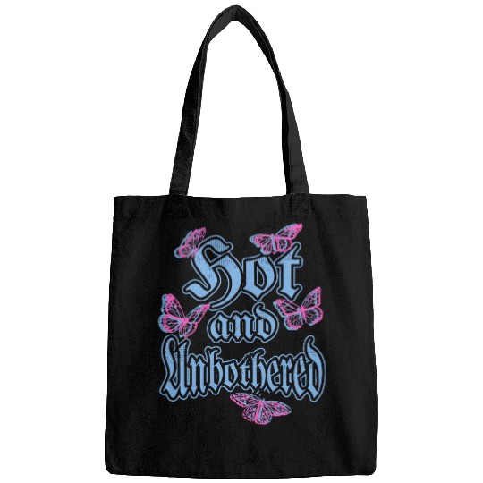 Hot and unbothered Aesthetic modern Art Illustration Quote Bags