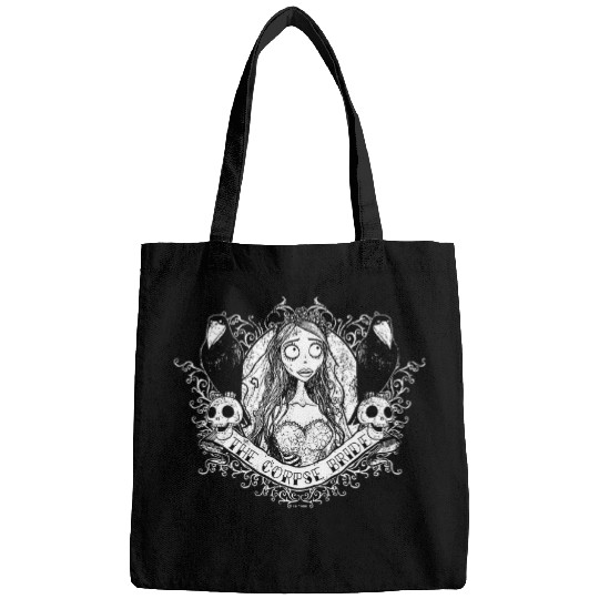Corpse Bride Emily Skulls And Crows Goth Style Portrait Bags