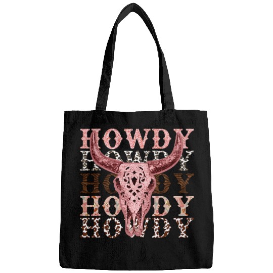 Country Leopard Howdy Bull Skull Cowgirls Rodeo Bags