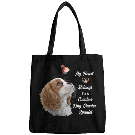 Dog Cavalier King Charles Spaniel King Charles Spaniels Cavalier King Charles Spaniel Art Blenhe paw Bags