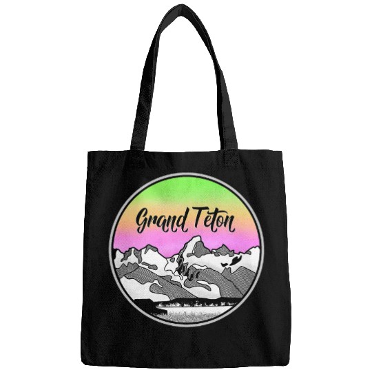 Grand Teton Jackson Hole Mountains illustration Bags
