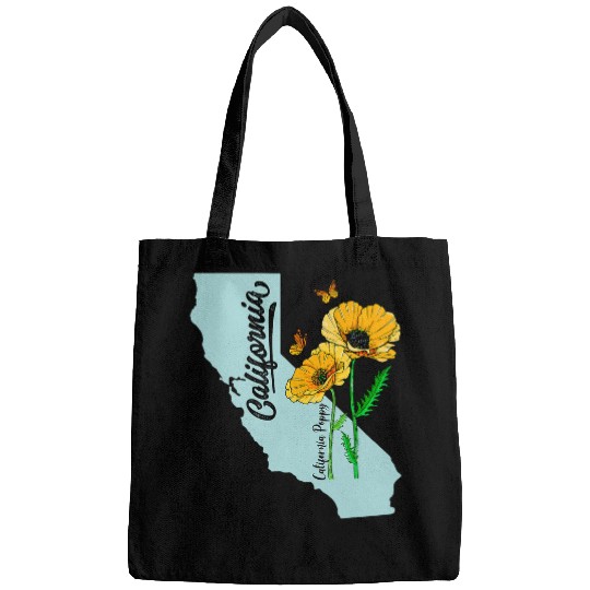 californias Poppies Flower Botanical Illustration Women Girls Bags