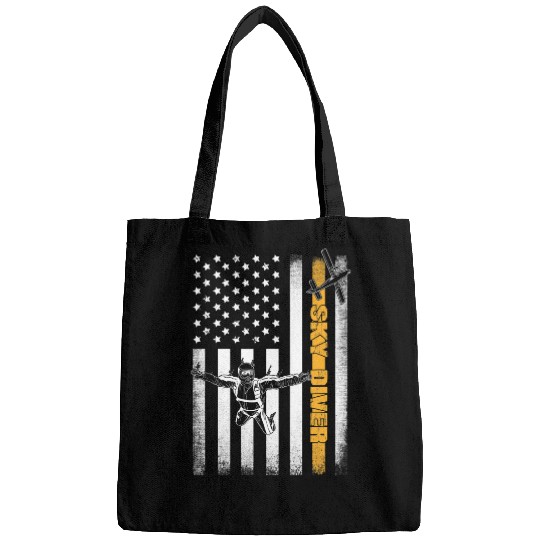 Skydiving Gift Funny Skydiving Gift Parachuting American Skydiver USA Flag Bags