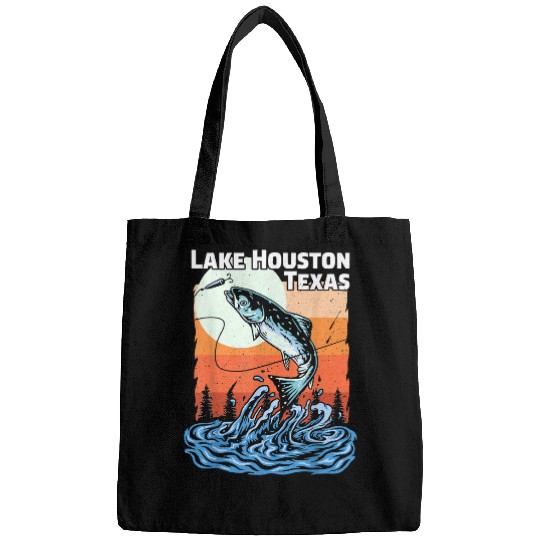 Fishing Summer Retro Sunset Texas Houston Lake 75 Fisher Hook Fisher Bags