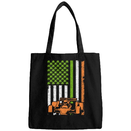 Car Racing St Patricks Day American Flag Green Shamrock Bags