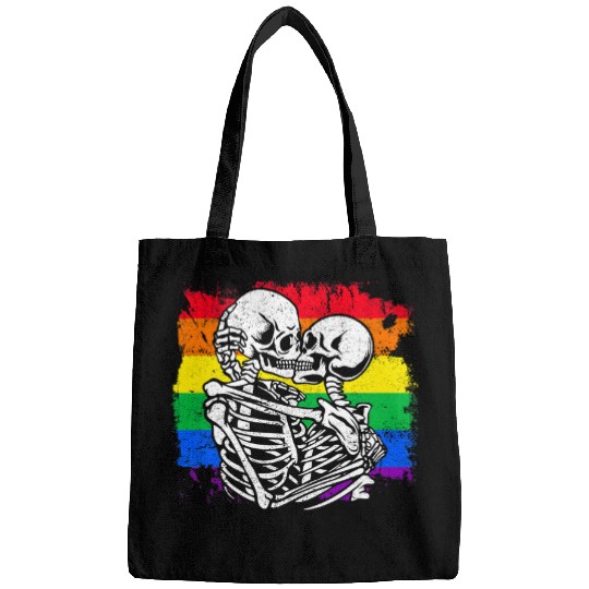 LGBT Pride Gay Couple Skeletons Kissing LGBT Pride Valentines Day Boys Bags