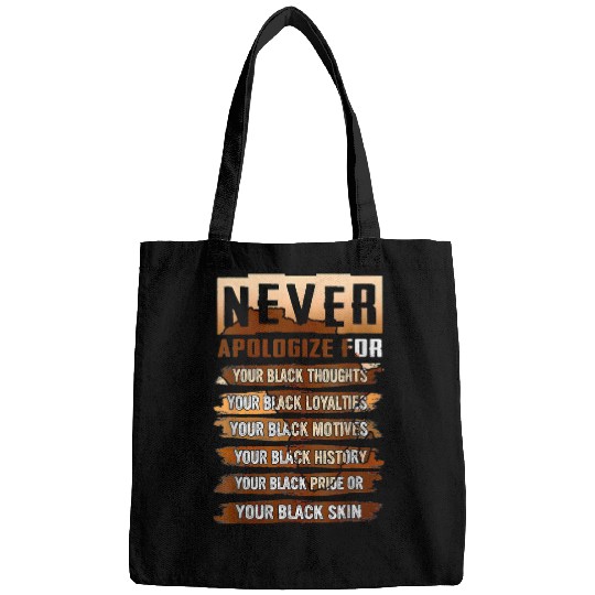 Never Apologize Black History Month BLM Melanin Pride Afro Bags