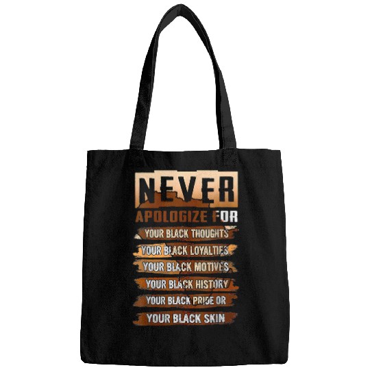 Never Apologize Black History Month BLM Melanin Pride Afro Bags