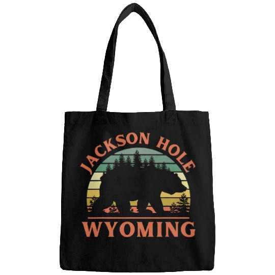 Funny Bear Jackson Hole Wyoming Bear Nature Outdoors Retro Sunset Cute Bears Bags