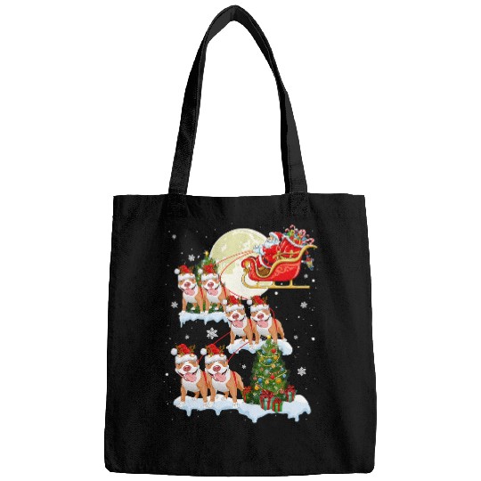 Bully Reindeer Christmas Santa Riding Dog Pajamas 222 Pitbull Dog Bags