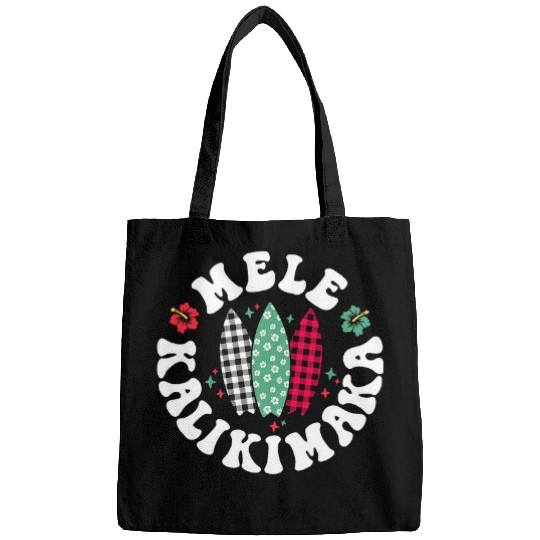 Surf Life Mele Kalikimaka Christmas In Hawaii Hawaiian Surfing Beach Bags