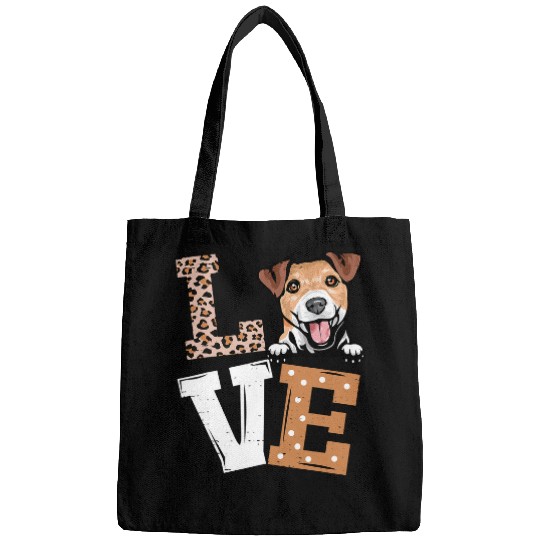 Dog Jack Russell I Love My Jack Russell Terrier Dog Lovers Leopard Print Bags