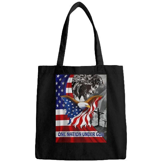 Christian One nation under God Jesus American Flag 1 Christ Bags