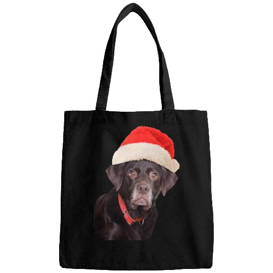 Funny Labrador Lab Dog Chocolate Lab Santa Hat Dog Image Christmas Labrador Bags