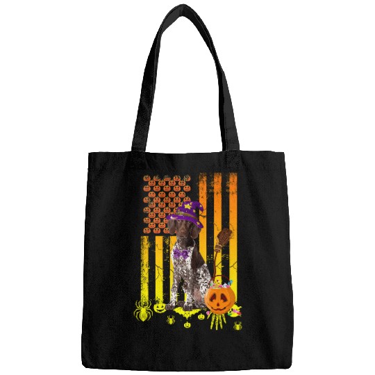 Dog German Shorthair Pointer Pumpkin American Flag Halloween Dogpng 410 paw Bags