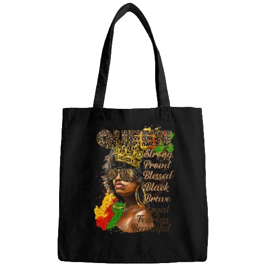 Leopard Afro Woman Juneteenth Celebrating 1865 Black Queen Bags