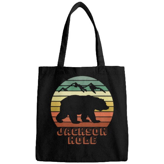Funny Bear Jackson Hole Wyoming Bear Mountains Retro Sunset Cute Bears Bags