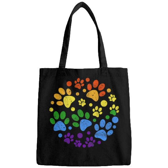Dog or Cat LGBT Paw Prints Rainbow Flag Pet Footprints Bags