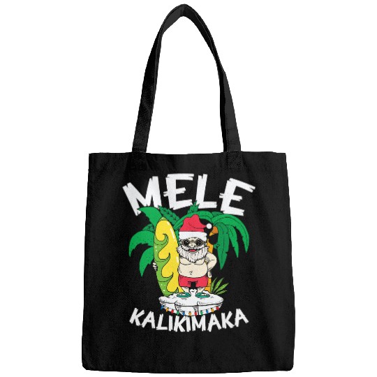 Surf Life Mele Kalikimaka Hawaiian Christmas Hawaii Surfing Santa 1 Bags