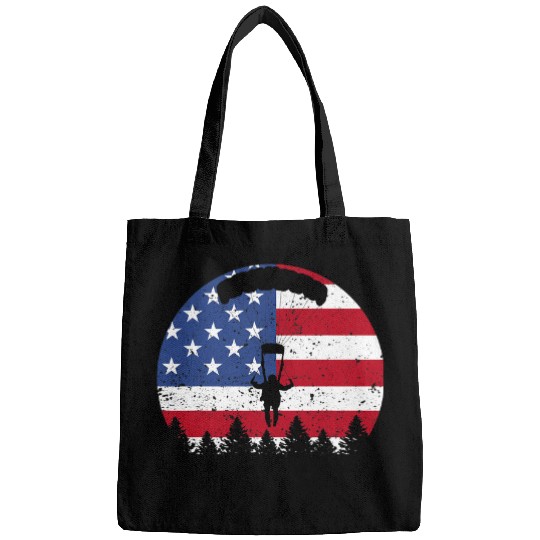Skydiving Gift vintages American Flag Skydiver Skydiving 4th Of July Bags