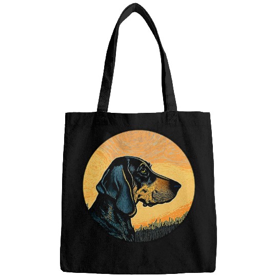 Black and Tan Coonhound Starry Night Painting Dog Mom Dad Bags