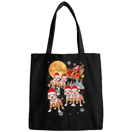 Bully Reindeer Christmas Santa Riding Dog Pajamas 259 Pitbull Dog Bags