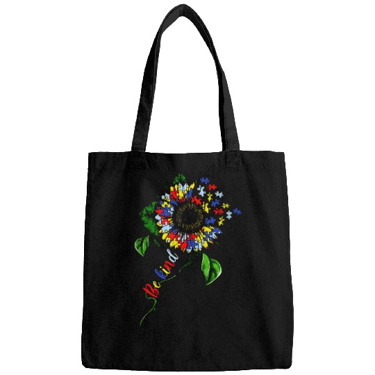 Autism Be Kind Autism Awareness Sunflower Puzzle Choose Kindness Neurodiverse Bags