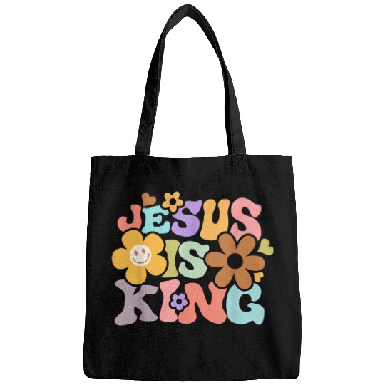 Christian Jesus Is King Christian Groovy Hippie Trendy Christmas Faith Christ Bags