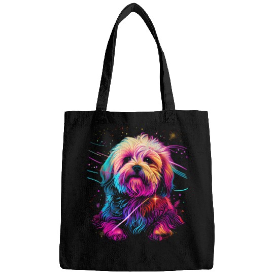 Dog Havanese Bolonka Shih Tzu Lhasa Apso Dog 80s Retro Style Bags