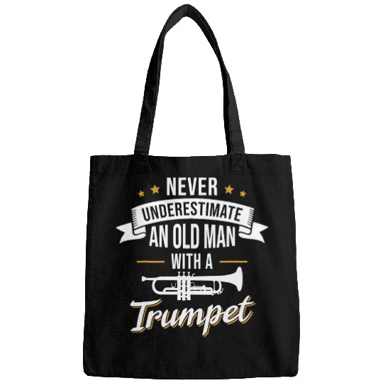 Trumpet Lover Mens Never Underestimate An Old Man With A Trumpet Bags