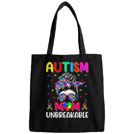 Autism Autistic Autism Awareness Mom Life Women Bleached Neurodiverse Bags