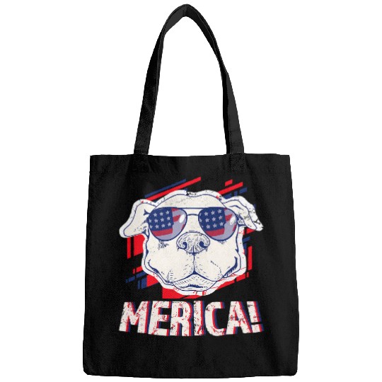Bully Merica 4th of July American Flag Patriotic USA 517 Pitbull Dog Bags