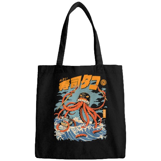 Octopuss Lover The Tako Sushi Kaiju Octopuss Great Wave Off Kanagawa1 Bags